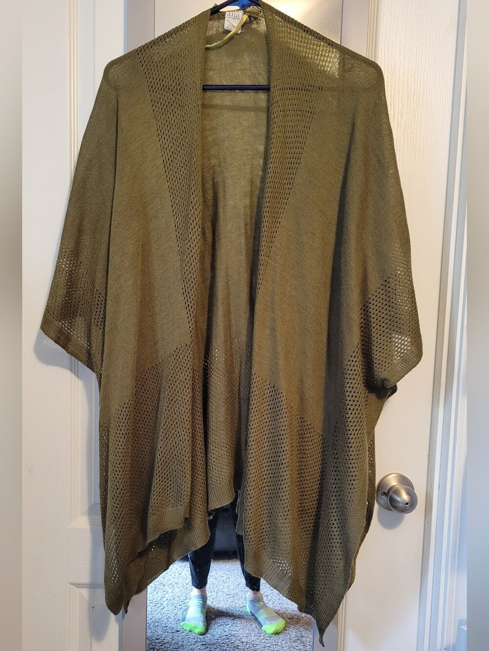 a.n.a Olive Open-Front Knit Poncho Shrug